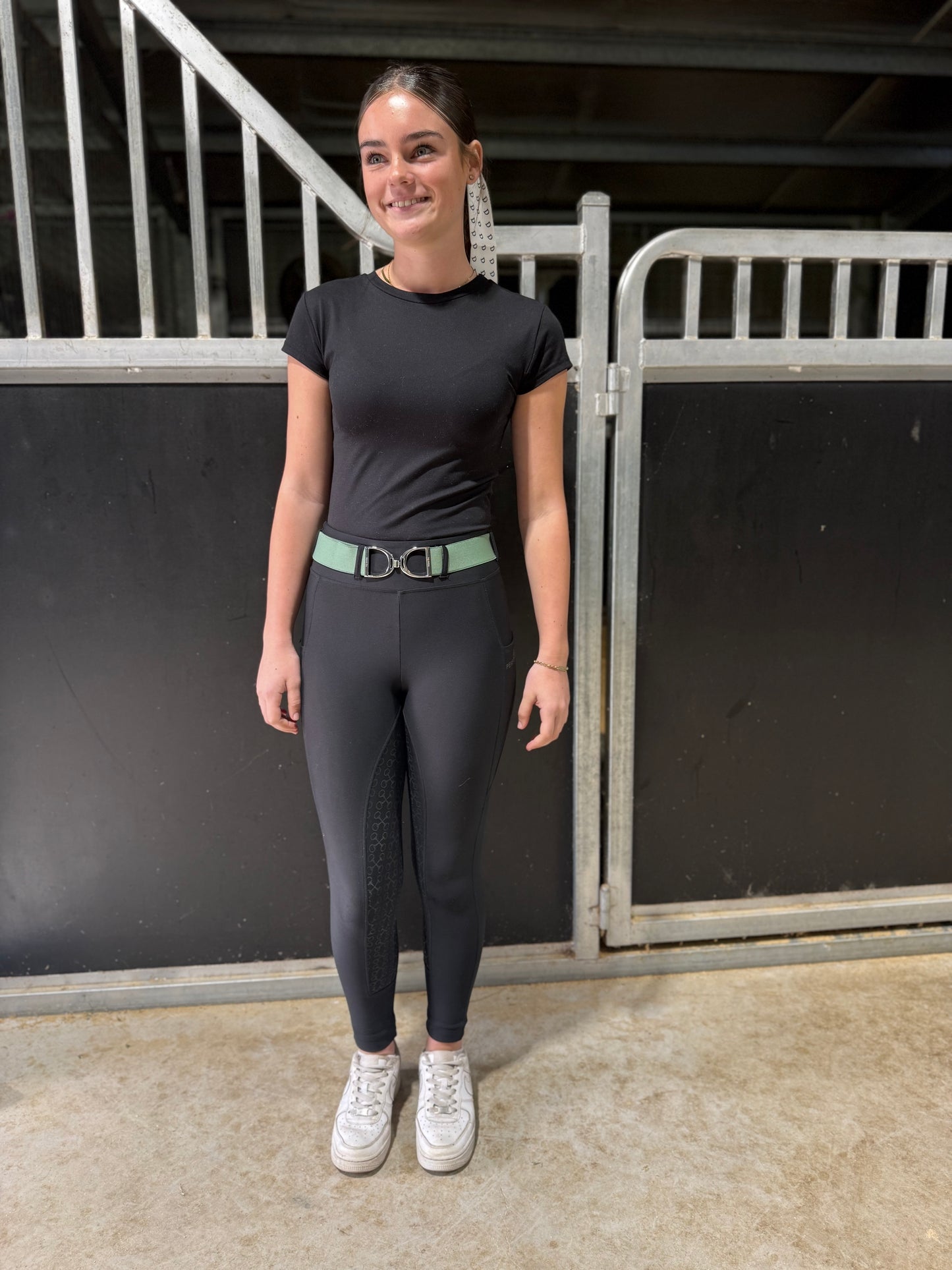 Adults Khaki Silver Stirrup Belt