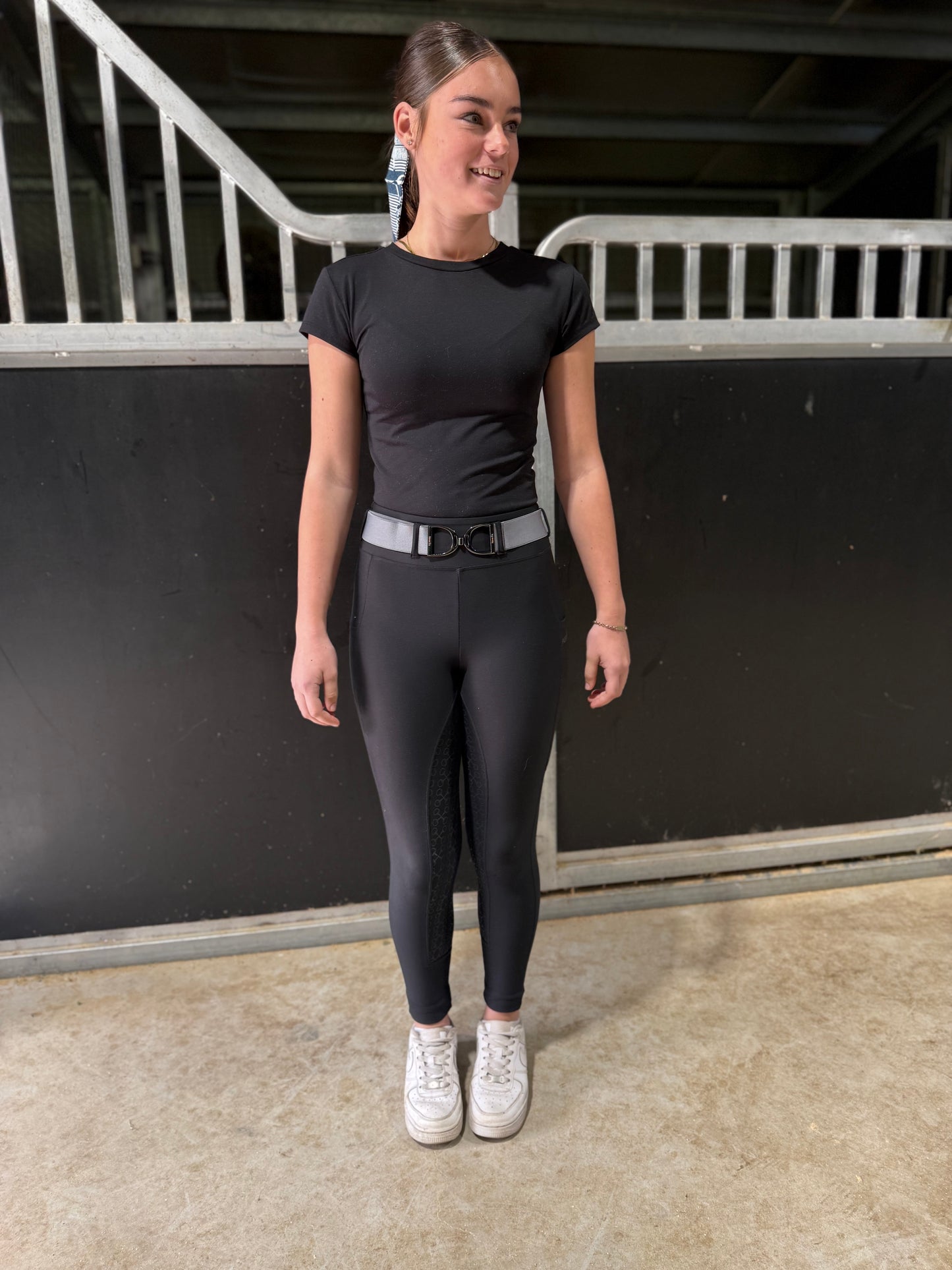 Adults Grey Black Stirrup Belt