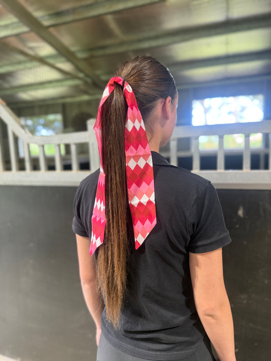 Pink Check Hair Tie
