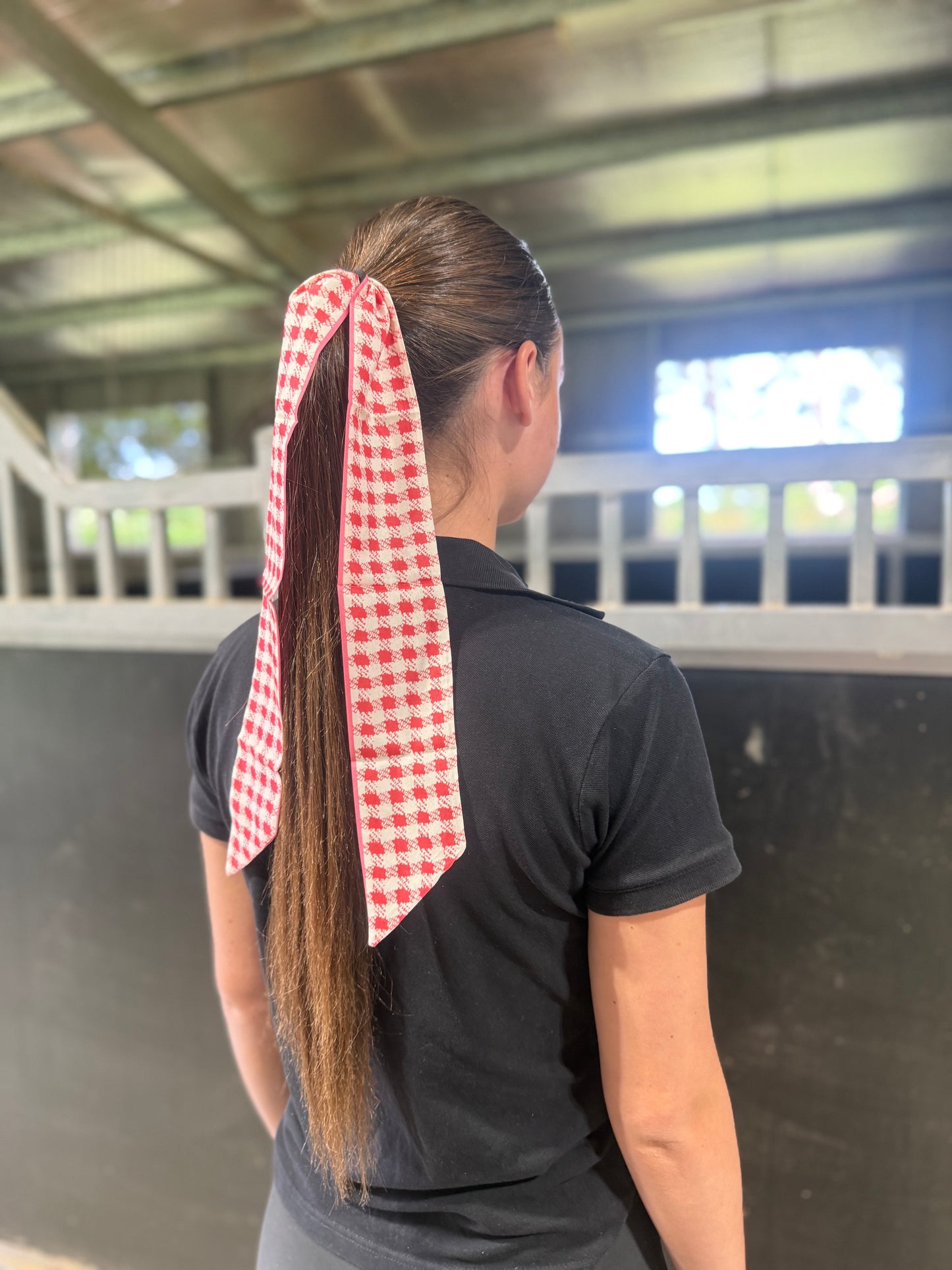 Pink Houndstooth Hair Tie