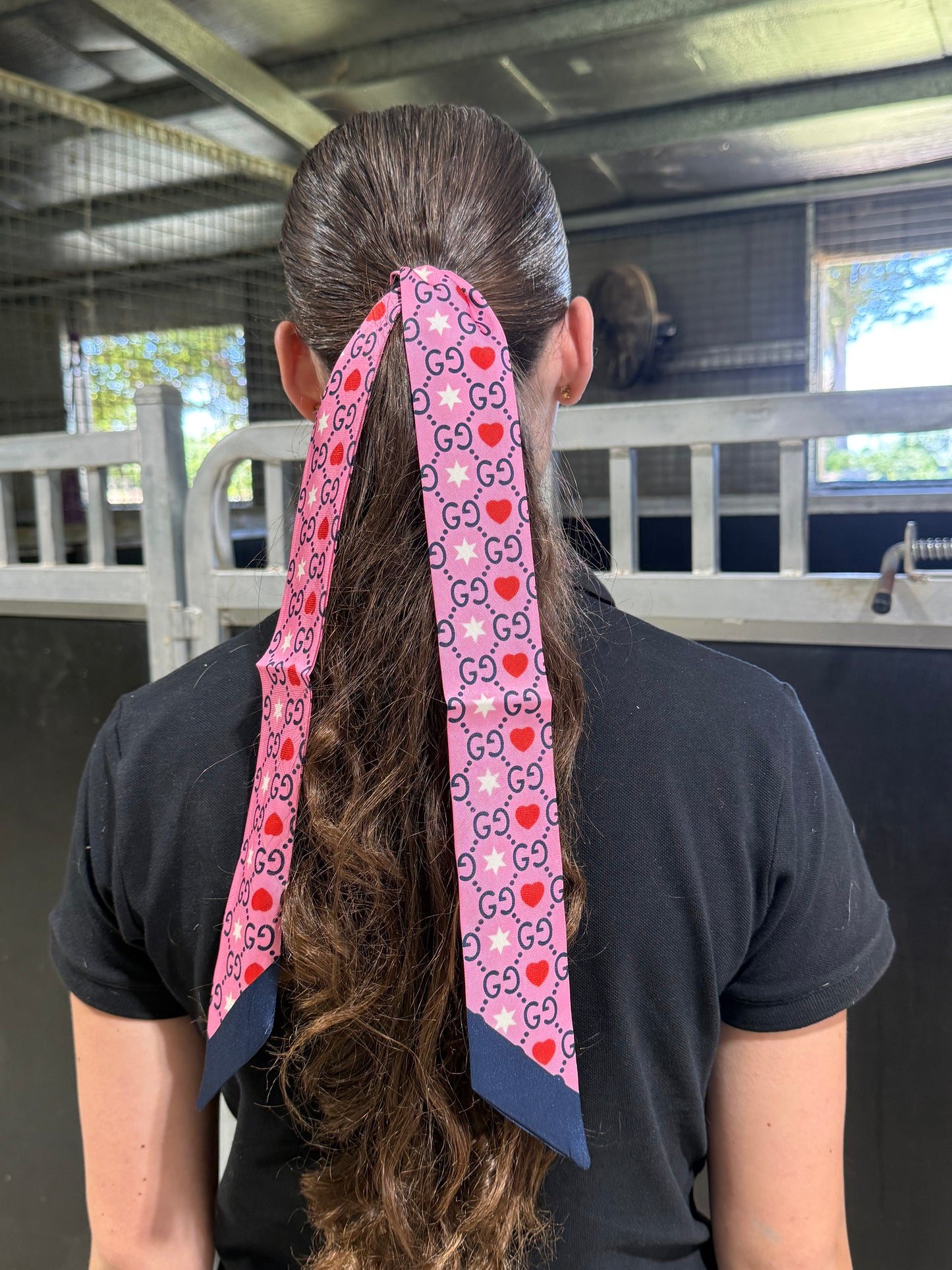Pink/Navy Hair Tie