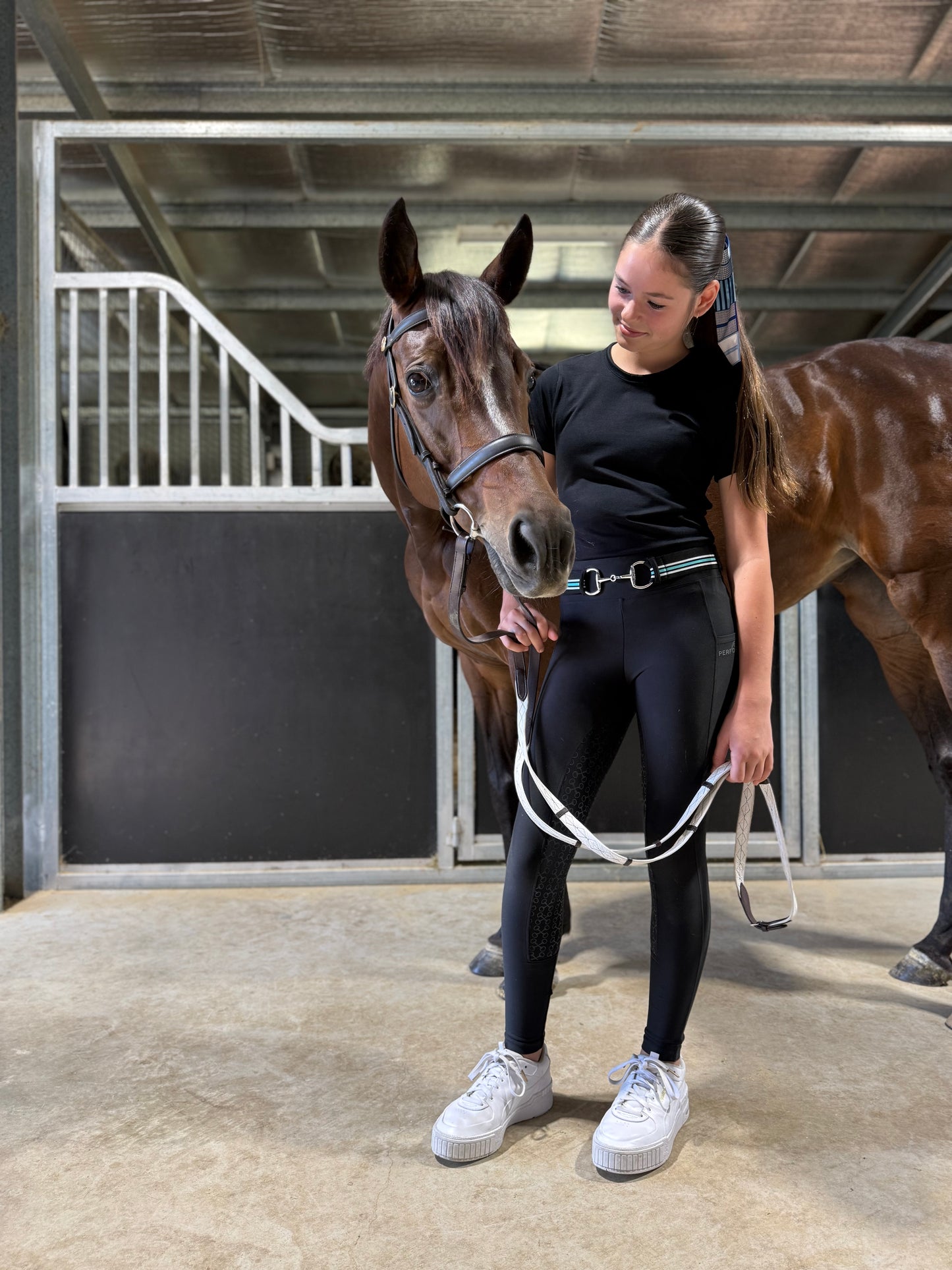 Adults Black/Aqua/White Snaffle Bit Belt