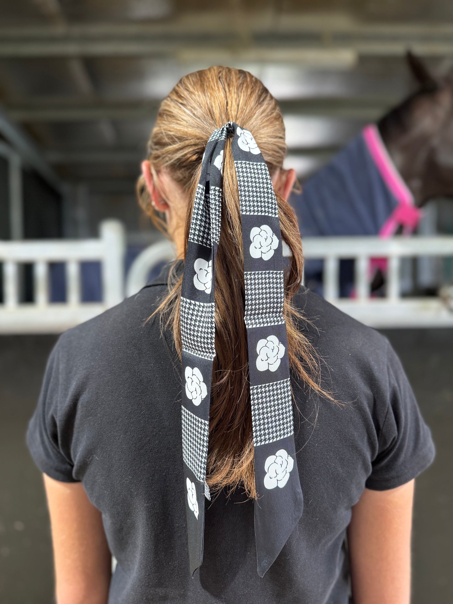 Black Houndstooth Hair Tie