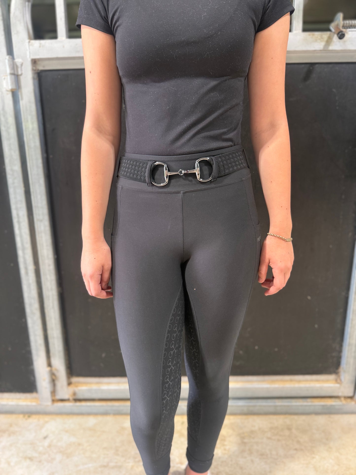 Adults Black Pattern Stirrup Belt