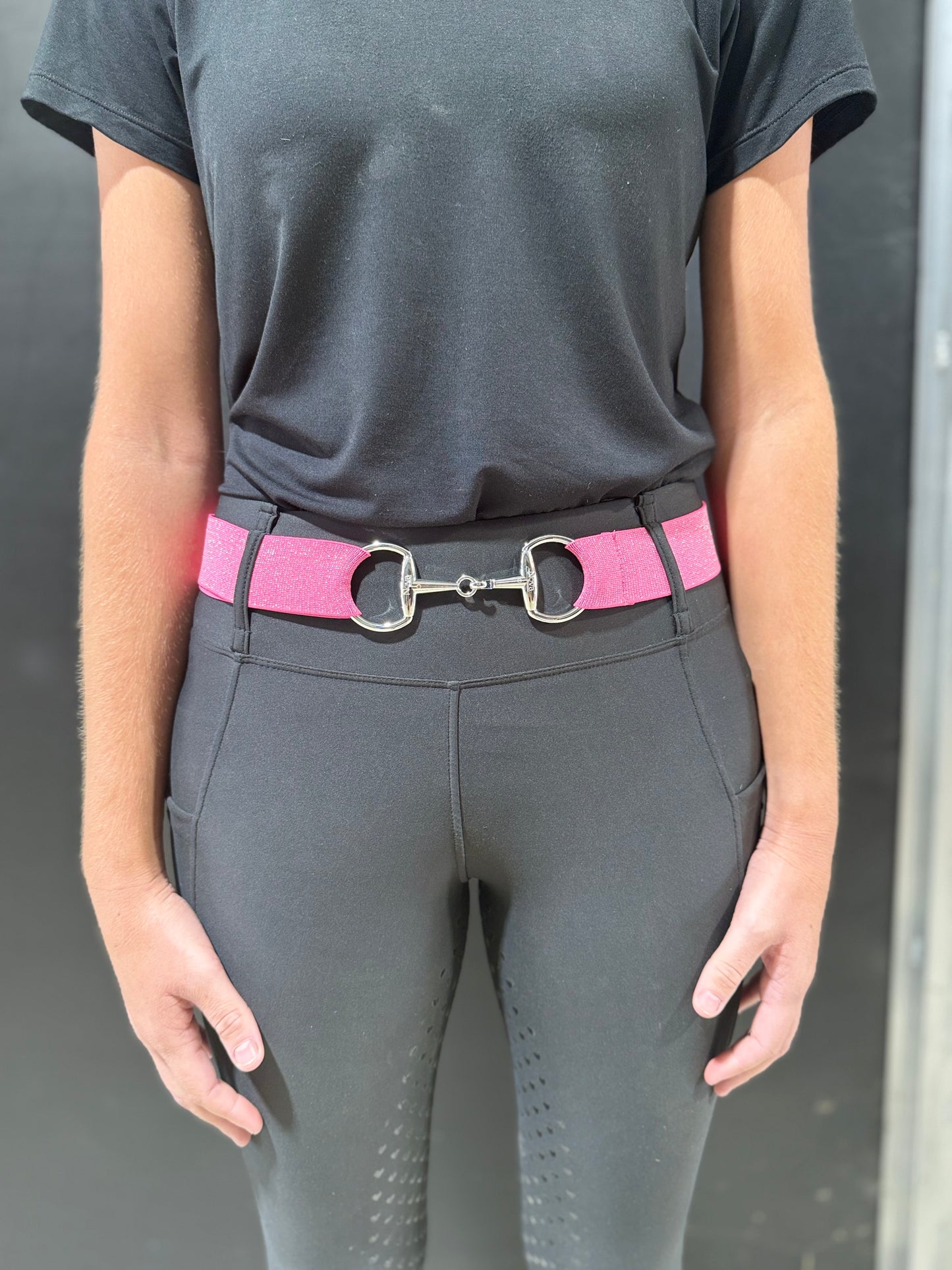 Adults Pink Glitter Snaffle Bit Belt