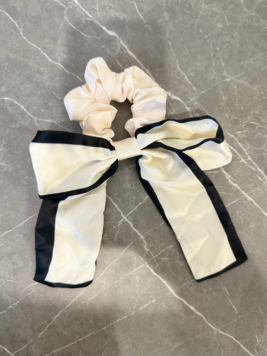 Cream & Black Scrunchie/Bow