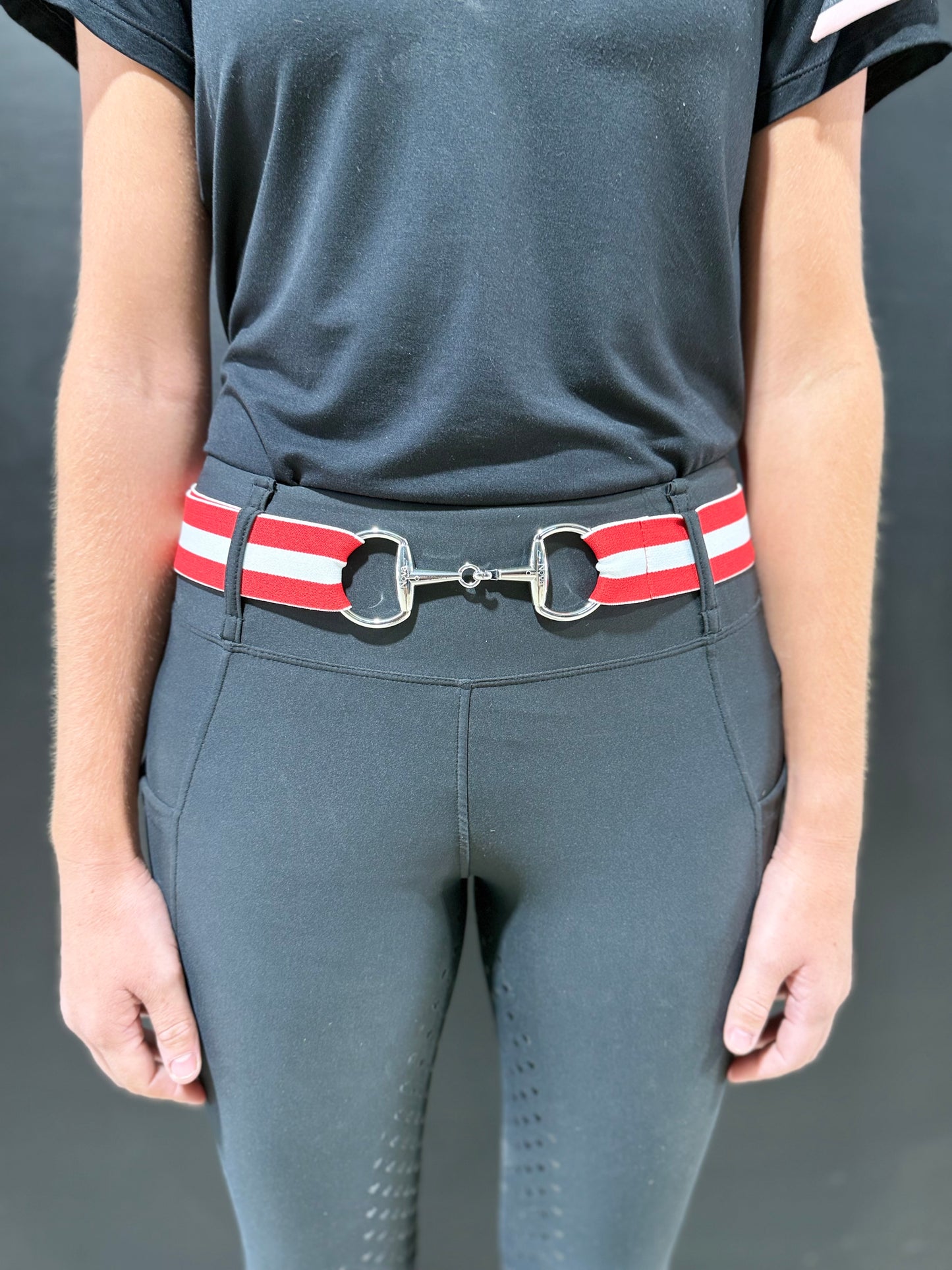 Adults Red/White Snaffle Bit Belt
