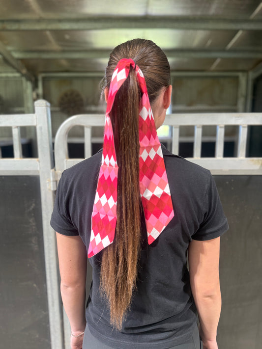 Pink Check Hair Tie