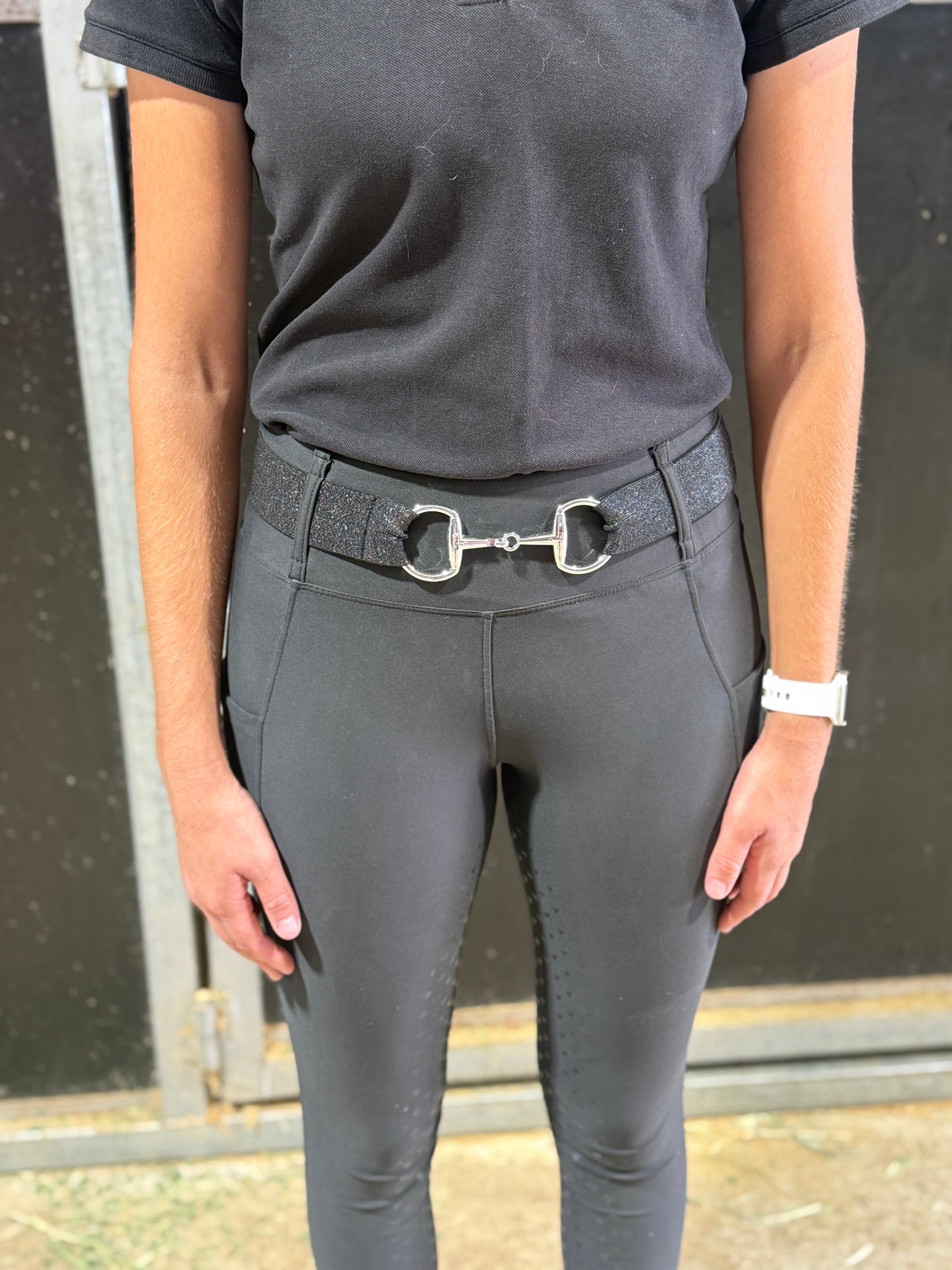 Adults Black Glitter Snaffle Bit Belt