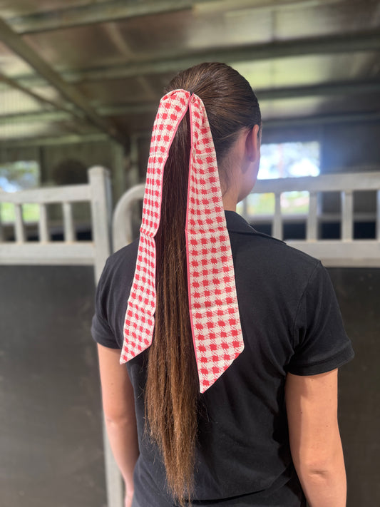 Pink Houndstooth Hair Tie