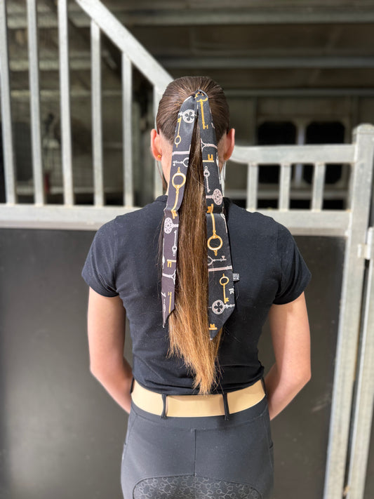 Black/Gold Key Hair Tie