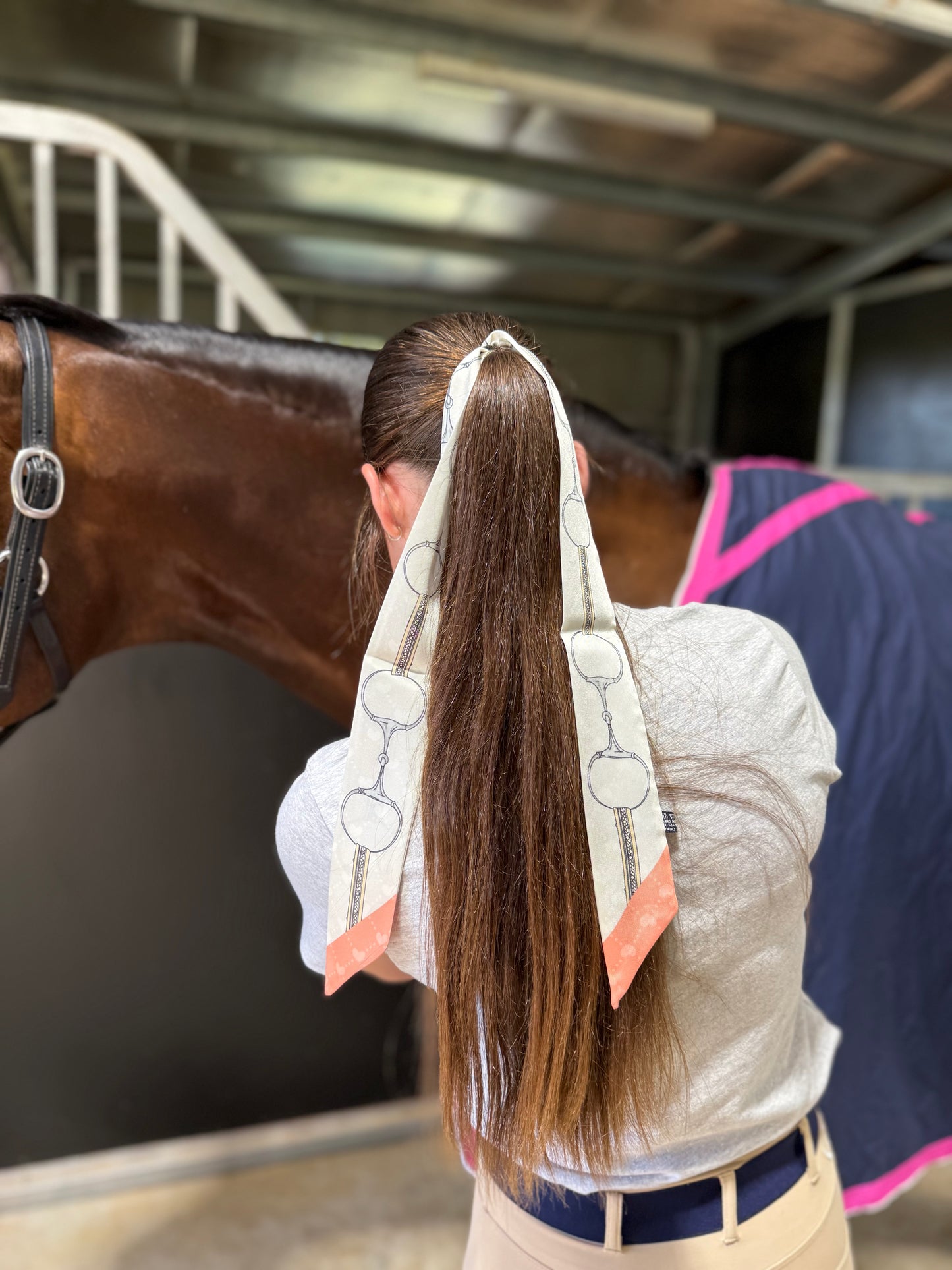 Hair Tie Silver/Peach Bits