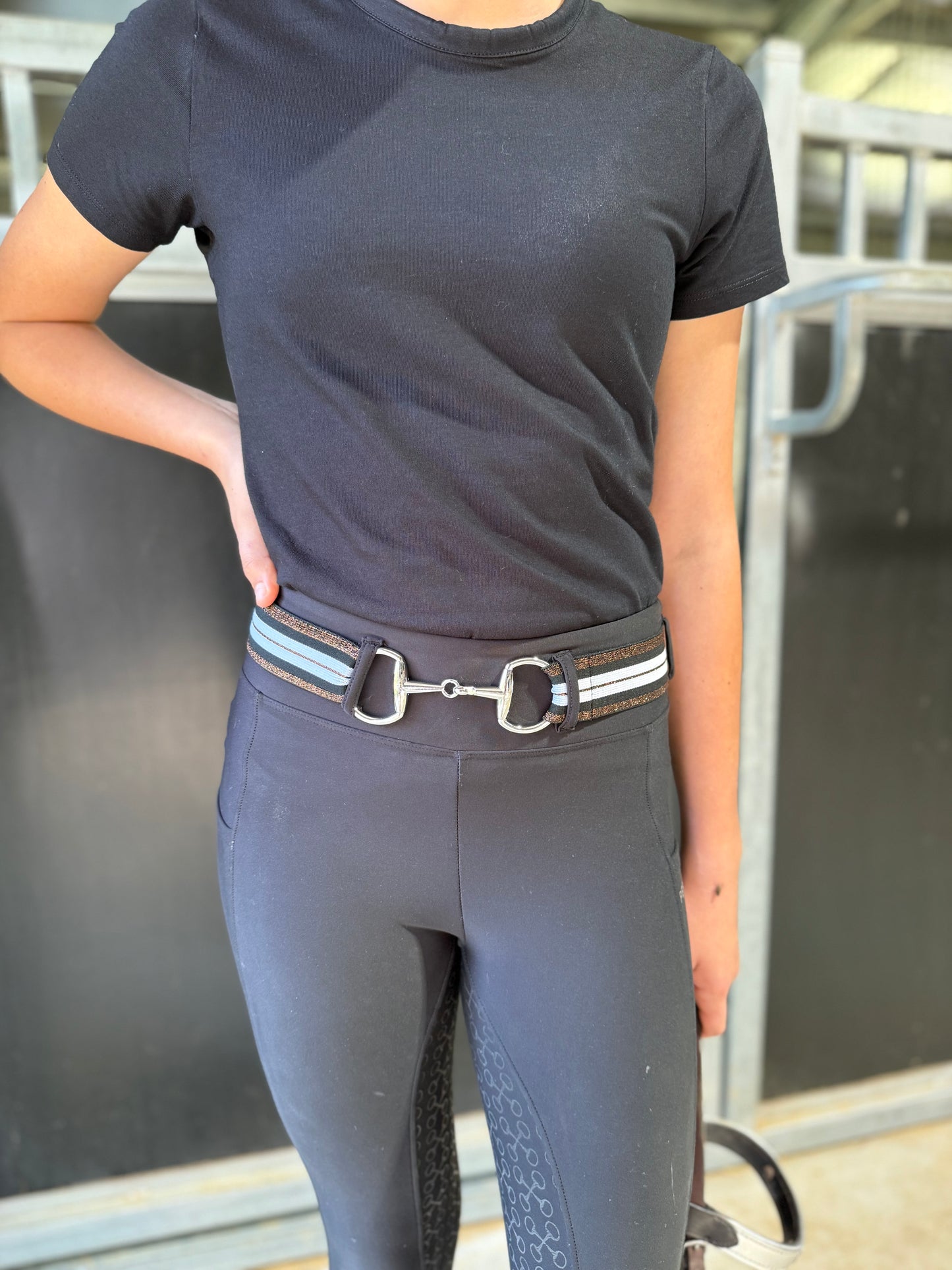 Adults Black/Brown Glitter Snaffle Bit Belts