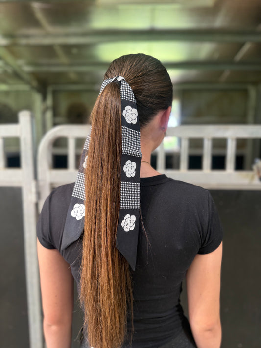 Black Houndstooth Hair Tie