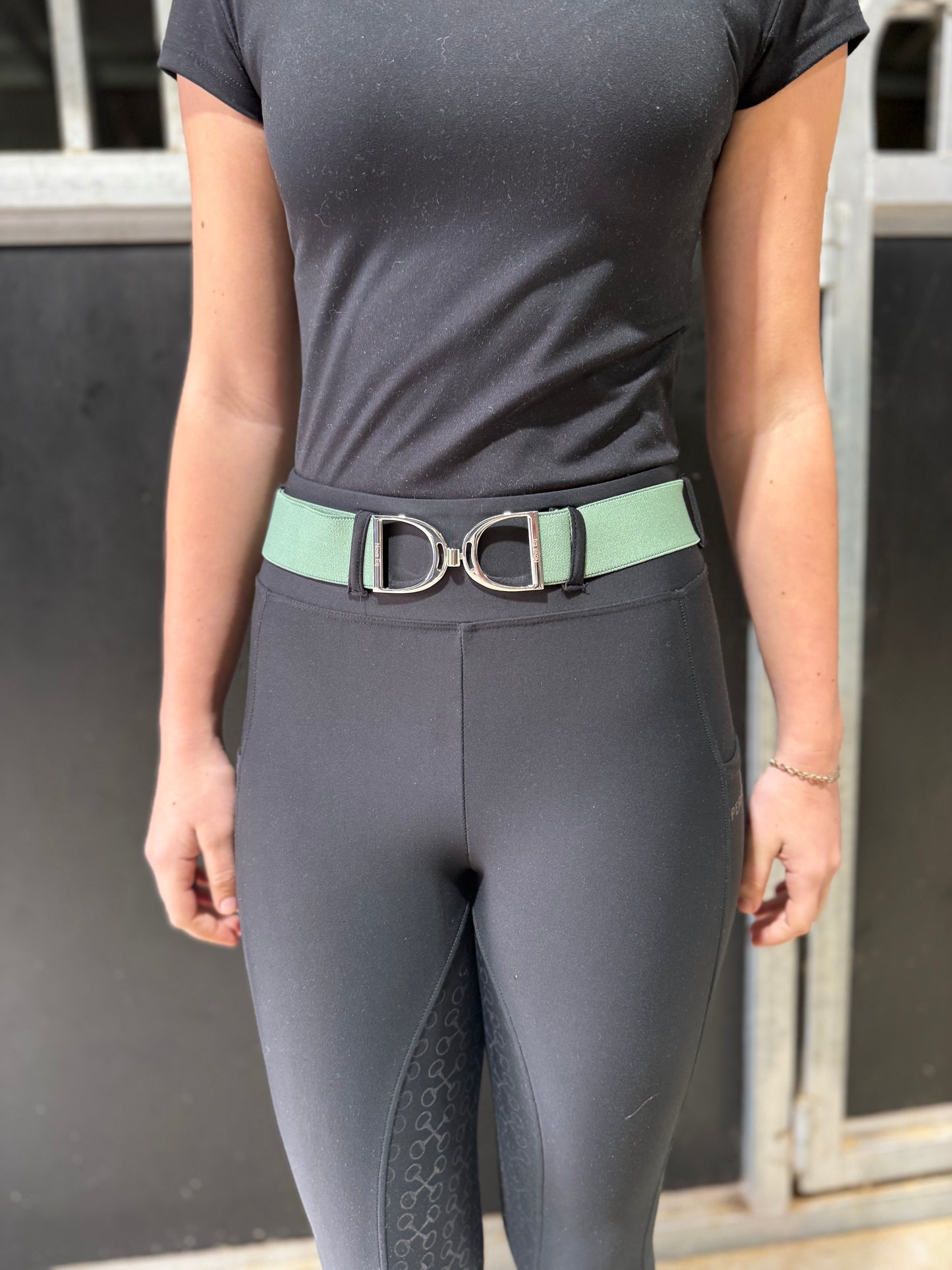 Adults Khaki Silver Stirrup Belt