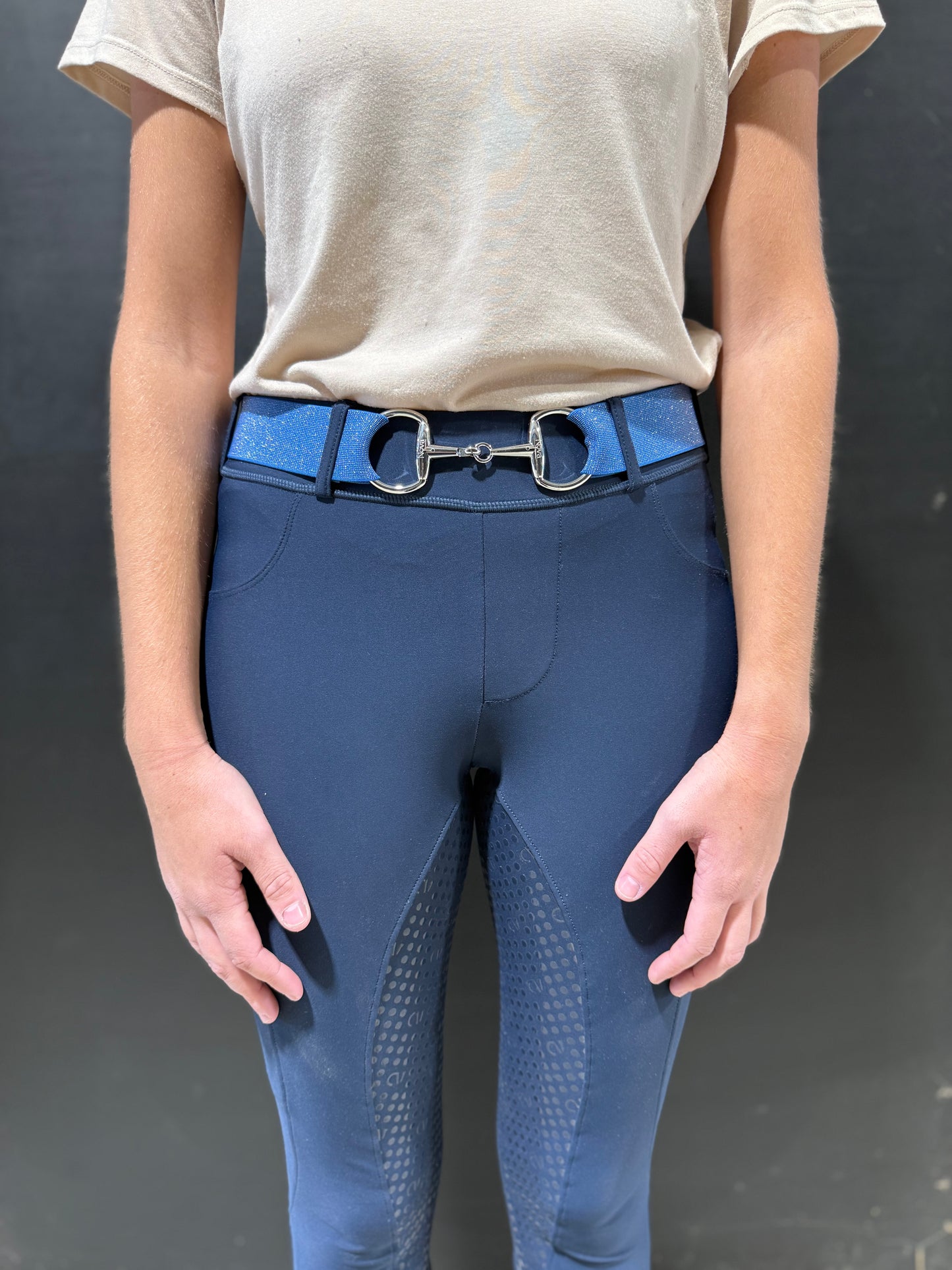 Adults Blue Glitter Snaffle Bit Belt